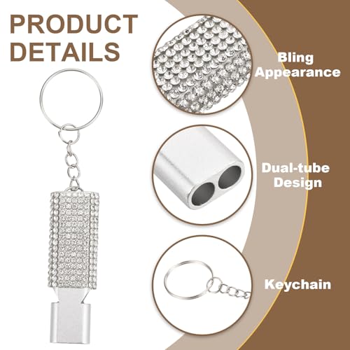 PATIKIL Emergency Whistle with Keychain, Bling Safety Survival Whistles Rescue Signaling Loud - color: White