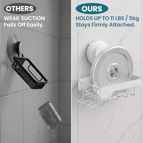 TAILI Soap Dish for Shower, Bar Soap Holder,Suction Visible Indicator,White | Soap Holder Shower, Soap Bar Holder for Shower Wall, Removable Bathroom Sponge Holder, Soap Dish with Suction Cups - color: Light White