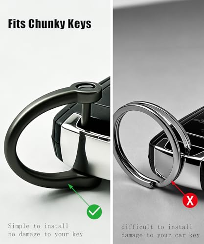 Metal Key Chain Carabiner Clip with Key Ring and D Ring | Heavy duty build, full accessory packs, quick release, multi purpose hook, belt loop holder, separate home and car fob sets - color: 2 Pcs Black