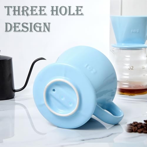 Pour Over Coffee Dripper, Ceramic Pour Over Coffee Maker, Blue - color: Blue