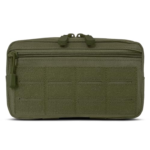 Tactical Molle Admin Pouch | Utility EDC Tool Pouch Bag | Backpack Strap Pouch | Battle Belt Accessories Pouch for Chest Vest Waist Gear - color: Army Green
