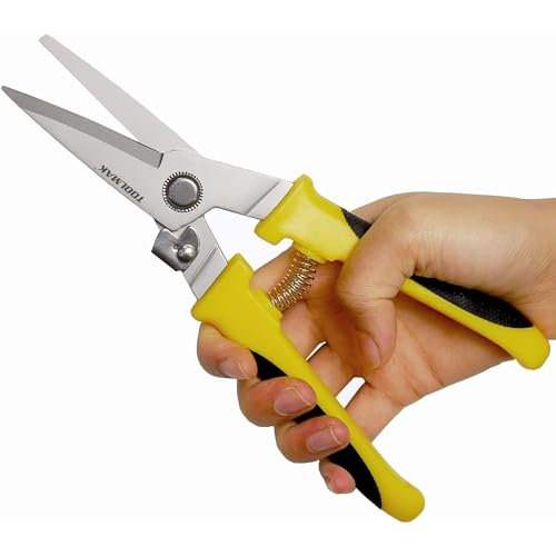 8 Inch Aviation Tin Snips, Heavy Duty Metal Cutter | Stainless Steel Blade, Comfort Grips, Multifunction Cutting of Branches, Cable Wires, Thin Iron, Cardboard - size: 8 Inch Straight Blade