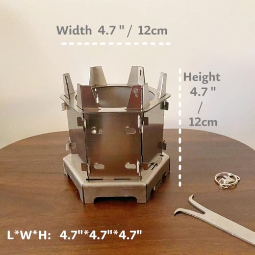 Portable Hexagonal Camping Stove - Slim Foldable Stainless Steel Card Stove, Compatible with Alcohol Burner & Wood, Lightweight Outdoor Cooking Stove, Space-Saving Flat-Pack Gear for Backpacking & BBQ