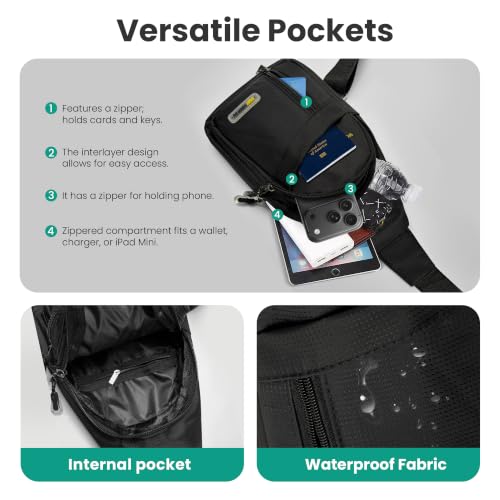 Waterproof Sling Bag for Men,Lightweight Crossbody Small Backpack,Shoulder Chest Bag for Travel Hiking - color: Grey