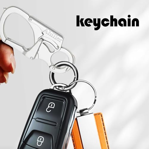Ahiller Double Lock Carabiner Clip, Tungsten Steel Tip Keychain for Outdoor - color: Silver-4P
