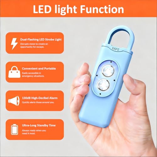 Halo-Siren Keychain, HaloSiren Personal Safety Alarm - 130db Loud Alarm Keychain with LED Strobe Light, Compact Emergency Siren (Double Flashing Lights - Black + Copper Ring) - color: Double Flashing Lights - Black + Copper Ring