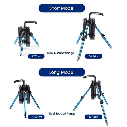 3-Tude Portable Fishing Rod Holder - Stand Holds Up to 3 Rods, Outdoor Fishing Gear Equipment Organizer - color: Long-Red