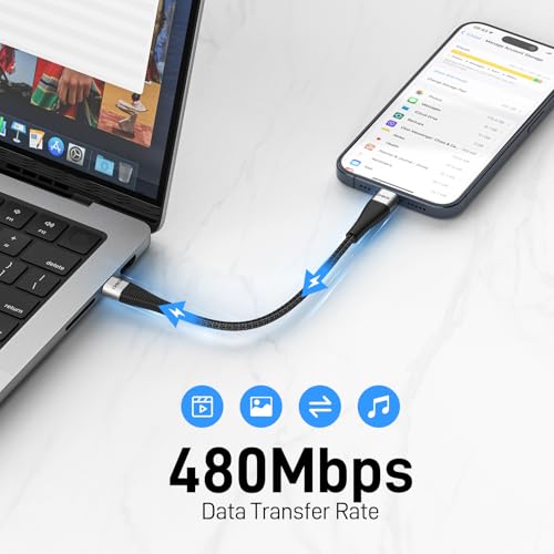 USB C Cable Short, 100W USB C to USB C Cable Fast Charging Cord 1FT, 2 Pack | Nylon Braided iPhone Charging Cable for iPhone 17 16 15, iPad Pro, Air, Mini, MacBook Pro, Air, Samsung, Tablets and Laptops - color: Black, size: 1 FT - 2 Pack, style: USB C to