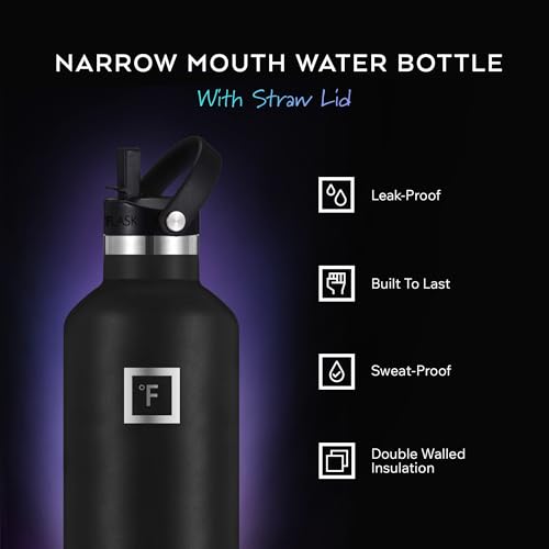 IRON °FLASK 32 oz Narrow Mouth Water Bottle (Straw, 3 Lids) - color: Cashmere Cream, style: Straw - 32 oz (1 Lid)