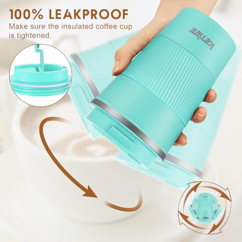 KETIEE Travel Mug 12oz: Vacuum Insulated Coffee Mug with Leakproof Lid - color: G1-Blue-C