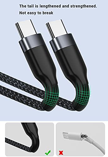 USB C to USB C Cable, 1FT 3 Pack, C to C Cable Fast Charging 65W Cord - color: Black, size: 1FT