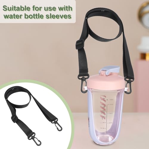 uxcell Polyester Water Bottle Holder Lanyard Sling Strap Adjustable Water Bottles Holder Shoulder for Camping - color: Black