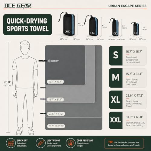 2 Pack Microfiber Travel Towel, Soft Lightweight Quick Dry Towel, Super Absorbent Compact Travel & Sports & Beach Towels for Camping, Backpack, Gym, Swimming, Yoga, Hiking (Grey, Small + Medium) - color: Grey, size: Small + Medium