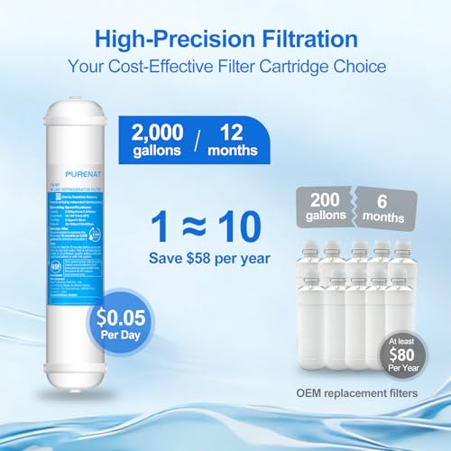 Inline Water Filter - 1/4"Push Connect for Refrigerator & Ice Maker(2 Pack) | NSF 42 Certified Filter,Reduces Chlorine,Bad Taste & Odor,for Refrigerator,Ice Maker,Post Carbon Filter on RO System - size: Replacement(2 pack)