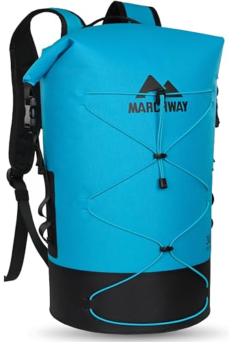 MARCHWAY Floating Roll Top Dry Bag, Flexible Lightweight TPU-coated Nylon Waterproof Backpack 20L/30L/40L with Padded Straps for Boating, Kayaking, Swimming, Hiking, Beach (Blue, 40L) - color: Blue, size: 40L