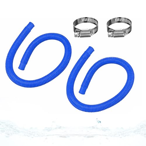1.5” x 41” Pool Pump Replacement Hose, 2-Pack Above-Ground Pool Hoses with 4 Stainless Steel Clamps, Compatible with Intex, Coleman, Summer Waves Pool Pumps & Filters (2 PACK Blue) - color: 2 PACK Blue