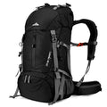 Loowoko 50L Hiking Backpack with Rain Cover for Both Men & Women - color: Black