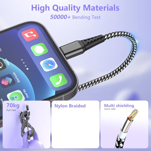 16FT/5M Extra Long USB C to Lightning Charger Cable for iPhone,Apple MFi Certified Charger Cord, Fast Charging Nylon Braided Sync Data Charge Cord for iPhone 14 Pro Max/14/13Pro/12/11/X/XS/XR/8/7/iPad - color: Brown