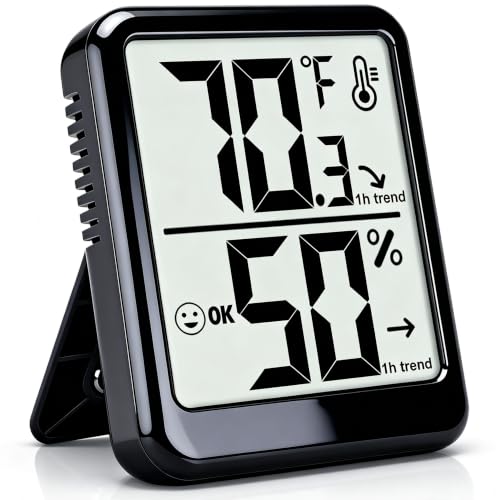 Room Thermometer Indoor Hygrometer Digital Humidity Meter - color: Black - Upgraded Version, size: 1 - Pack