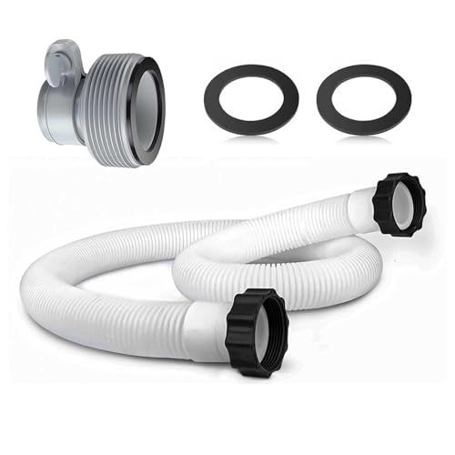 1.5" Pool Pump Hoses with Adapter Type B Connector Kit for Intex ＆ Coleman Above Ground Pools -1 1/2 Pool Hose Compatible with 1500-2500 GPH Sand Filter Pumps & Saltwater Systems (1, White) - color: White