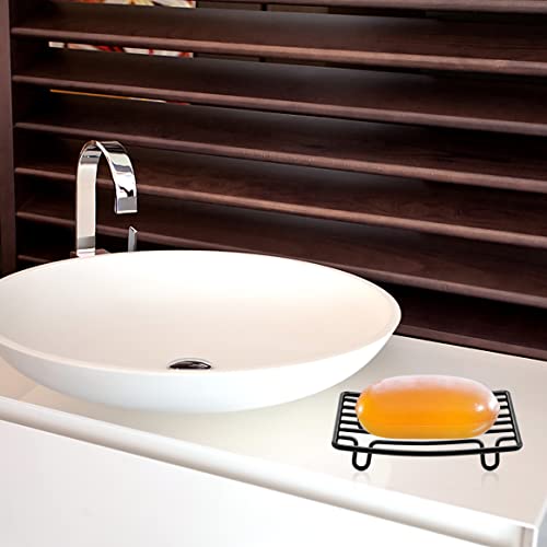 Bar Soap Dish Holder for Shower Bathroom Stainless Steel Rust Proof Self Draining, Black-2 Pack - color: Black-rectangular 2p