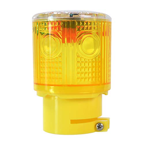 Solar Strobe Warning Light, Bright LED Safety Beacon, Auto On/Off Solar Flashing Light, IP65 Waterproof Emergency Warning Lamp for Construction, Dock, Factory, Traffic, Marine & Road Safety (Yellow) - color: Yellow