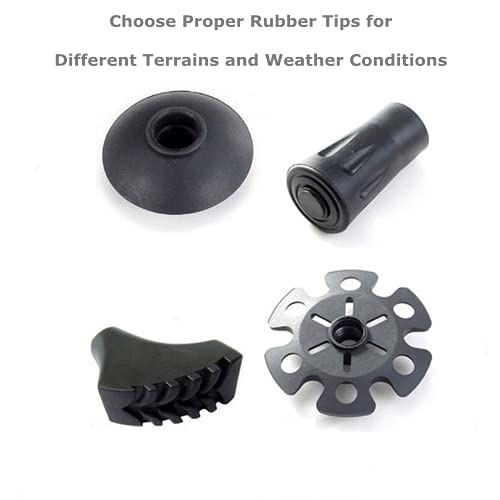 Walking Stick Tips Rubber 4pcs Trekking Pole Tips Replacement- Rubber Feet for Hiking Poles, Walking Sticks, Trekking Poles | Rubber Tip for Walking Sticks Hiking Trekking Poles Boot Tips Rubber Feet - color: Rubber Tips_4pcs