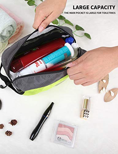 Small Travel Toiletry Bag for Men, Dopp Kit Mens, Zipper Pouch for Travel - color: Green/Grey