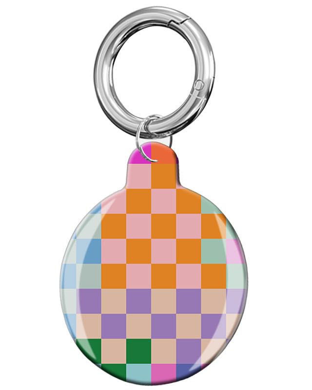 ANDRIU Case Compatible with Air Tag,Protective Tracker Case with Loop Keychain Holder,Scratch Resistant Air Tag Cover for Wallet,Luggage,Dog,Pets(Colorful Checkered) - color: Colorful Checkered