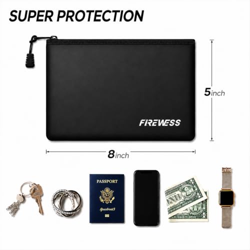 Fireproof Document Bag -2 Pack 8"x5" Non-Itchy Fireproof Money Bag, Waterproof Zipper Holder for Valuables, Fire & Water Resistant Safe Pouch for File,Cash,Passport,Keys - size: 2 Pack 8"x5"