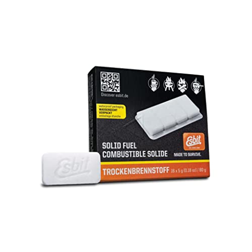Esbit 1300-Degree Smokeless Solid Fuel Tablets for Hobby, Outdoor, and Emergency Use, 16 Pieces Each 5g - style: 16 Pieces Each 5g