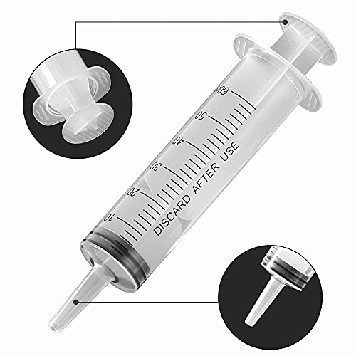5 Pack 60ml Syringes with Cap, Sterile Syringe Individually Packaged for Labs, Liquid Measuring, Feeding Pets,Oil or Glue Applicator - size: 60 ml