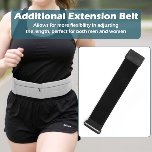 Slim Running Belt for Men and Women, Running Waist Pack | with Water Bottle & Towel Multi Pocket Fanny Pack - Phone Holder, Adjustable for Running, Climbing - Medium - Grey - color: Grey-medium