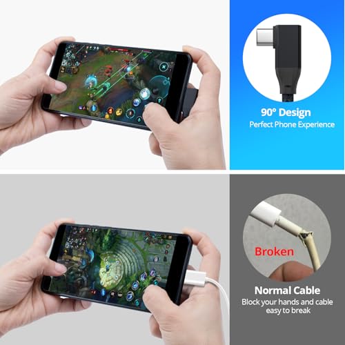 USB C Right Angle Cable 100W 1ft 2Pack, 4K Video 20Gbps USBC 3.2 Cable | Short USBC to USBC 3.2 Gen2x2 Data Cable, Type C PD Charging Fast Charge Cord for iPhone 17 16 15, iPad MacBook, Galaxy S26 - color: Black, size: 1FT+1FT