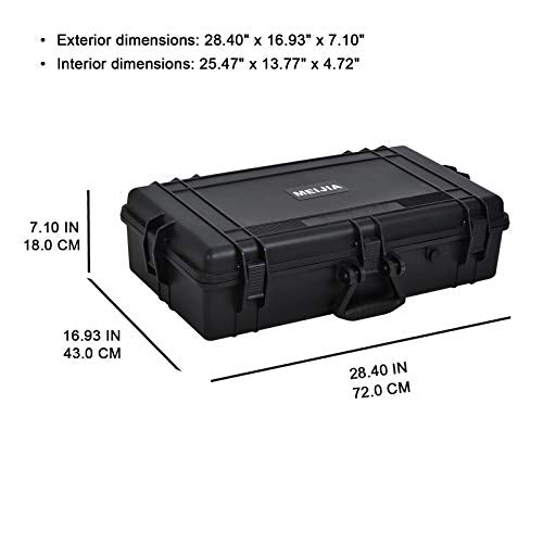 MEIJIA All Weather Waterproof Hard Camera Case,Hard Case with Customizable Fit Foam,Fit Use of Drones,Camera,Equipments,Pistols,Elegant Black (Black, 28.84"x16.92"X7.08") - size: 28.84" x 16.92" x 7.08"