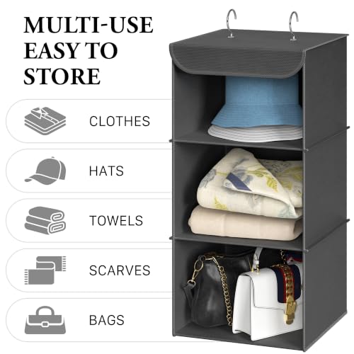 Simple Houseware 3 Shelf Hanging Closet Organizer, Dark Gray - color: Dark Grey