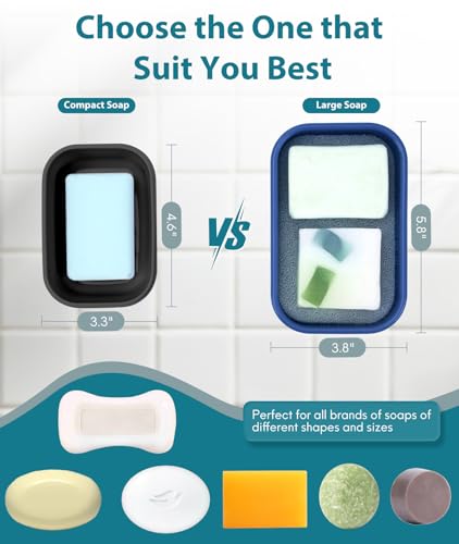 Quatish Large Leakproof Travel Soap Case, Solid Shampoo Bar Holder, Silicone Soap Box with Draining Layer, Enhanced Soap Container, Suitable for Camping, Gym, Bathroom, Outdoor Essentials, Blue - color: Blue, size: Large