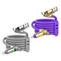 MFish 2-Pack 240W 4-in-1 Multi Charging Cable, Grey+Purple, 6.6FT | Carrying Case, USB-A & USB-C to USB-C/Lightning, For iPhone 17/16/15/14, MacBook, iPad, Laptop, Samsung S25/S24 - color: Grey+Purple, size: 2-Pack 6.6FT
