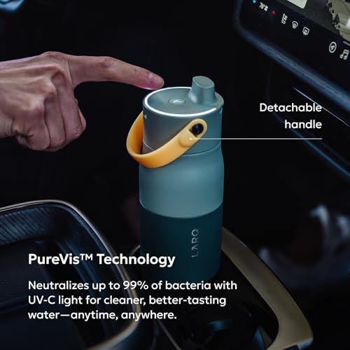 LARQ PureVis 2 Smart UV-C Self-Cleaning Insulated Water Bottle Filter Straw - color: Granite White, size: 34 Ounces