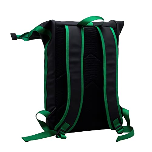 X RAY Roll Top Laptop Backpack for Men Women, PU Leather Expandable Roll Up Backpack Capacity Adjustable 22L Fits 15.6" Laptop, Black/Kelly Green - color: Black/Kelly Green