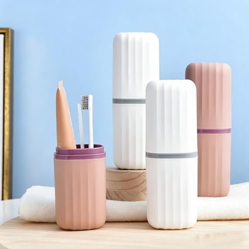 2pcs Toothbrush Travel Case, Travel Toothbrush Cup Case Toothbrush Holder Toothpaste Storage Box Multifunctional Large Capacity for Traveling, Camping, Trip