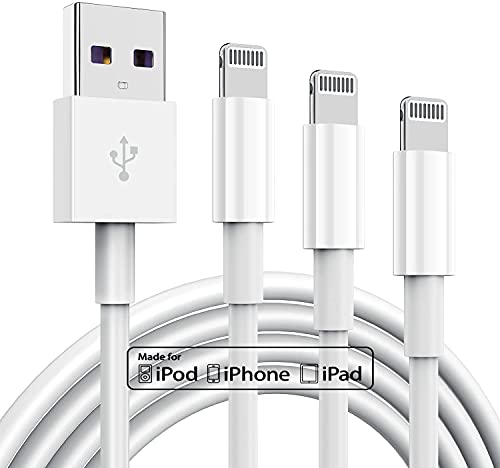 3 Pack Apple MFi Certified iPhone Charger Cable 10ft, Lightning to USB Cord, 2.4A Fast Charging,Apple Phone Long Chargers for iPhone 12/11/11Pro/11Max/ X/XS/XR/XS Max/8/7/6 - color: White, size: 10 ft