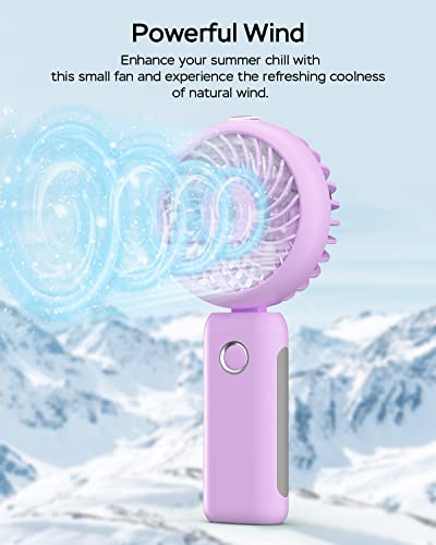 Portable Handheld Misting Fan, USB Rechargeable, Foldable with Water Tank, 3 Speeds, for Travel and Outdoors (purple) - color: purple