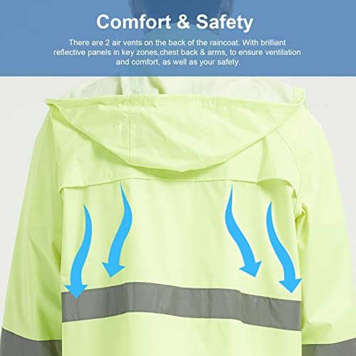 Rain Suits for Men Women Waterproof, Breathable Rain Coats with Eye-Catching Reflective Strip, Durable Rain Gear - color: Yellow, size: Medium