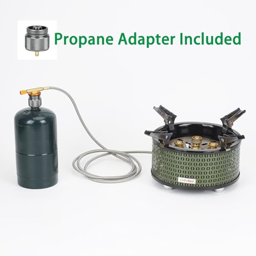 Portable Camping Gas Stove with Storage | 5 Burners Propane Stove for Outdoor Patio Cooking Picnic Camping Hiking Tailgating Emergency Use, Green GS344