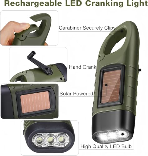 Mudder 4 Pack Hand Crank Solar Flashlight LED Emergency,Green, Blue - color: Green, Blue