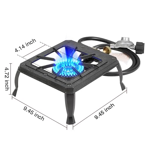 Vivicreate Single burner cast iron flame camping stove, include CSA listed regulator and gas hose (HT-C-0011)