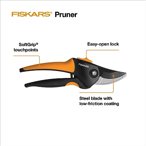 Fiskars Bypass Pruning Shears, 5/8" Cut Capacity Garden Clippers, SoftGrip (Pack of 6) - size: SoftGrip (Pack of 6)