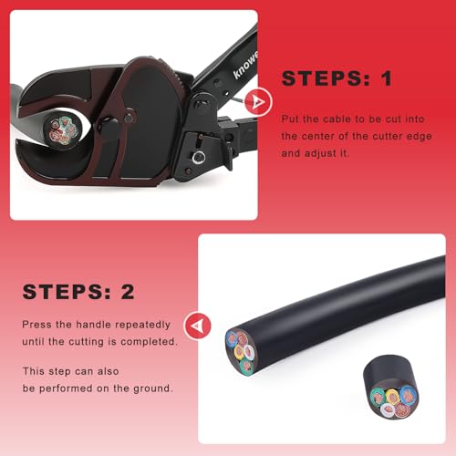 Knoweasy 325C Upgraded Ratcheting Cable Cutter for Aluminum and Copper Wire, Heavy Duty Manual Ratchet Wire Cutting Tool for Multi-core Cables up to 240mm² and 500 MCM, Professional Industrial Grade - size: 325C