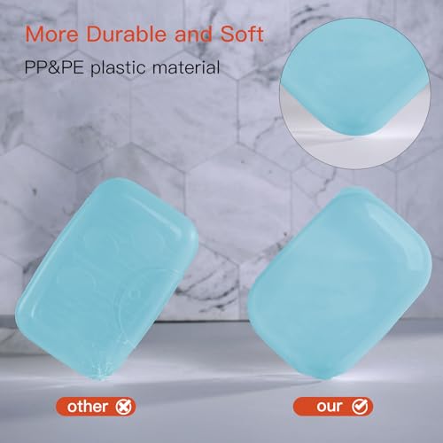 Quatish Leakproof Soap Dish with Lid & Draining Layer, Shatterproof Travel Bar Soap Holder Case Container, Portable Travel Size Toiletries Essentials for Camping, Gym, Bathroom, Clear Blue - color: Clearblue, size: Medium
